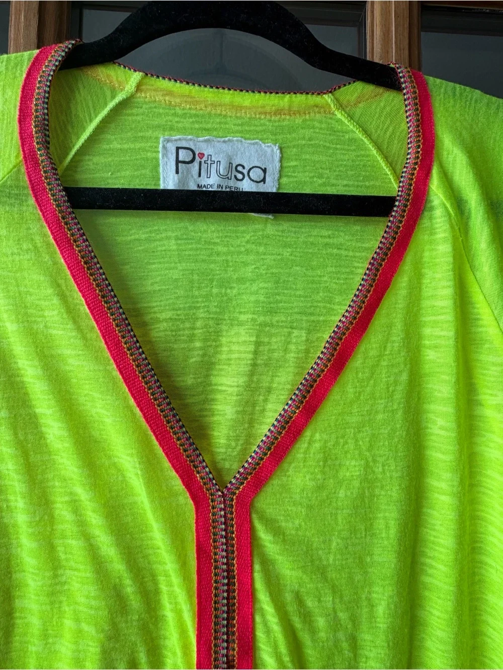 Pitusa Neon Lime Cover-Up with Pink Trim